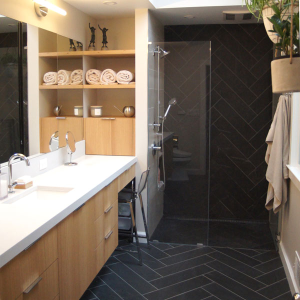 Today's Kitchens luxury custom bathroom cabinets with modern vanity in Westchester County NY